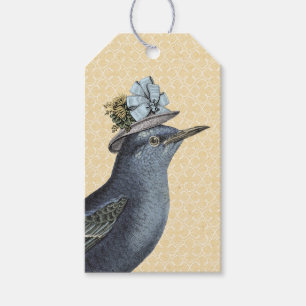 Vintage Bird Wearing a Blue Bonnet Gift Tags