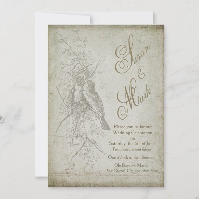 VINTAGE BIRD WEDDING INVITATION COLLECTION (Front)