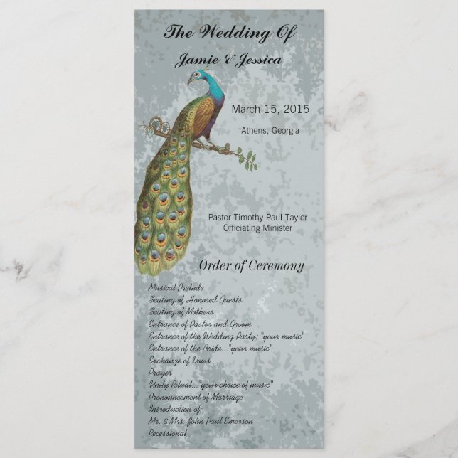 Vintage Bird Wedding Program (Front)