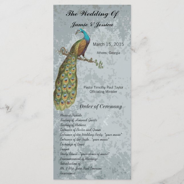 Vintage Bird Wedding Program (Front)