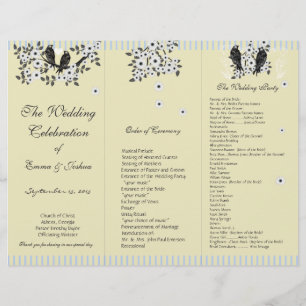 Vintage Bird White Daisy Branch TriFold Program