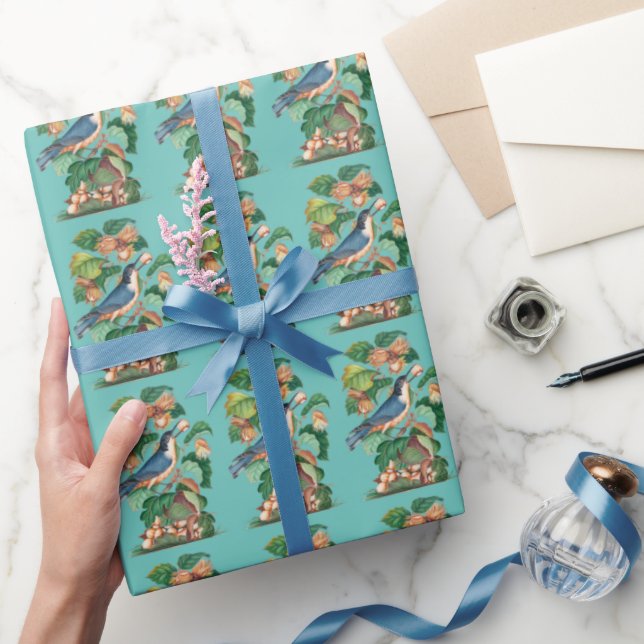 Vintage bird wrapping with flowers paper (Gifting)