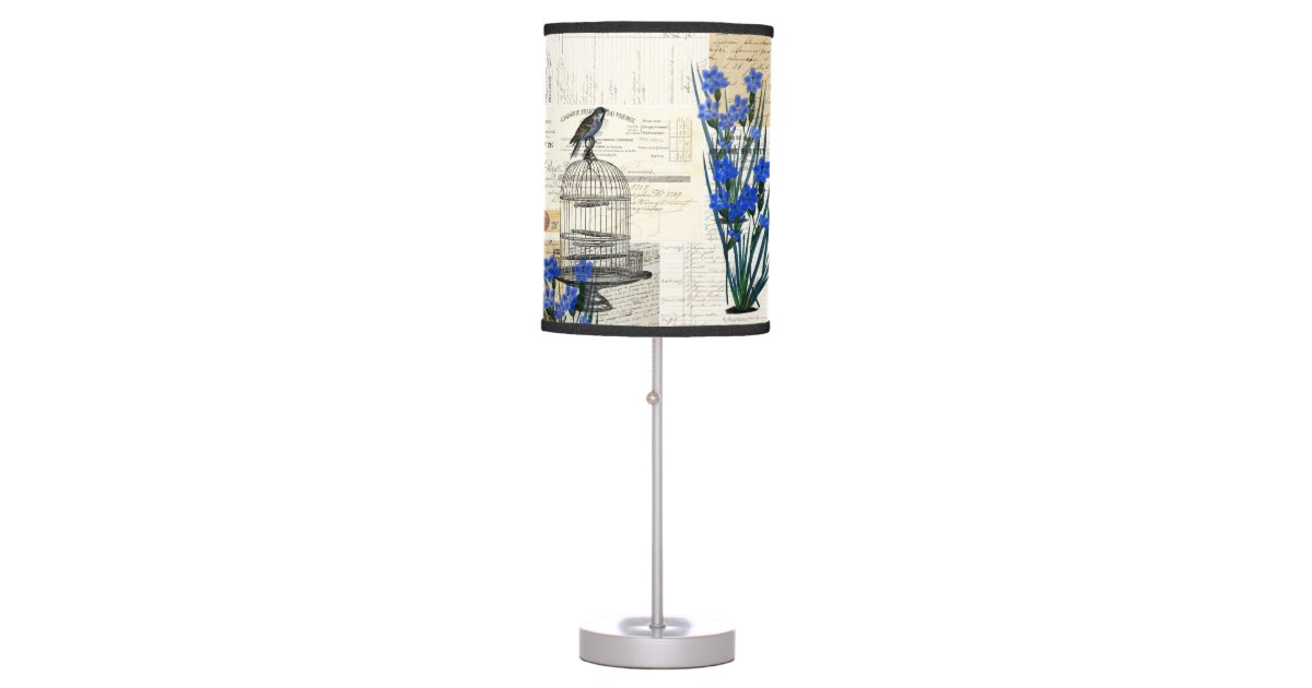 Vintage Birdcage Blue Bird French Ephemera Lamp Zazzle Ca