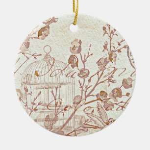 vintage birdcage ceramic ornament