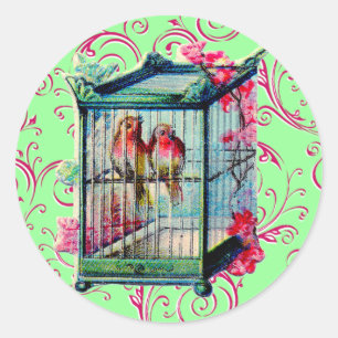 Vintage Birdcage Classic Round Sticker