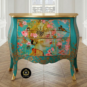 Vintage Birdcage Hat Floral Decoupage Tissue Paper