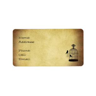 vintage birdcage stamp. label