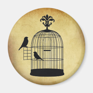 vintage birdcage stamp. magnet