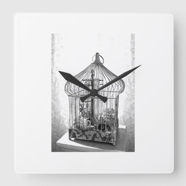 VINTAGE BIRDCAGE WALL CLOCK (Front)