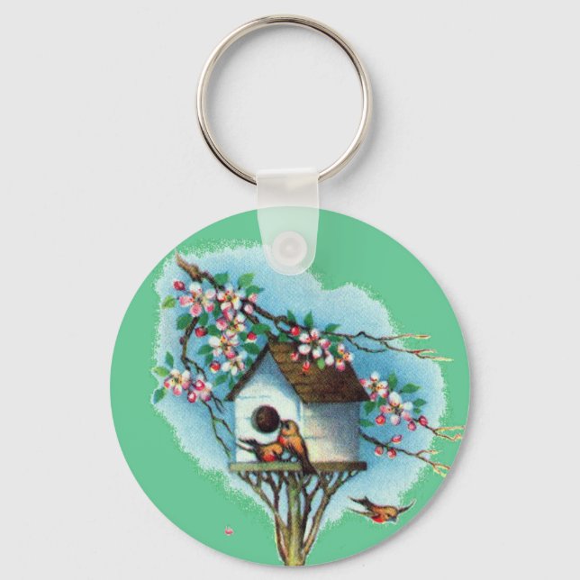 Vintage Birdhouse Keychain (Front)