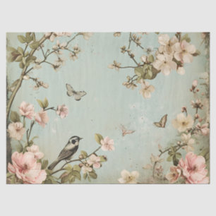 Vintage Birds and Butterflies Cherry Blossom Tree  Tissue Paper