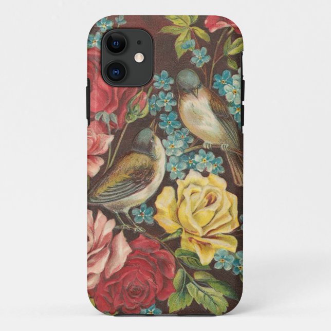 Vintage Birds and Flowers Case-Mate iPhone Case (Back)
