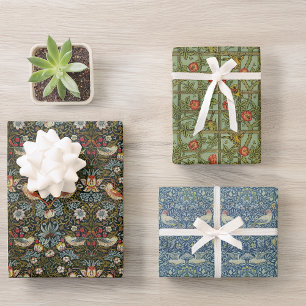 Vintage Birds and Flowers William Morris Patterns Wrapping Paper Sheet
