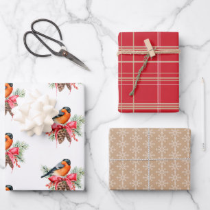 Vintage Birds and Pine Cones  Wrapping Paper Sheet