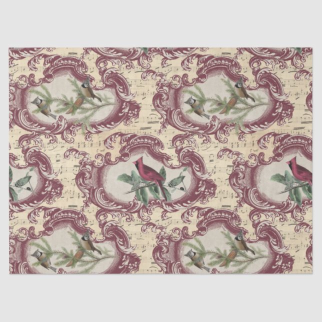 Vintage Birds and Sheet Music Decoupage Paper (Front)