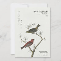 Vintage Birds art Japanese style birthday