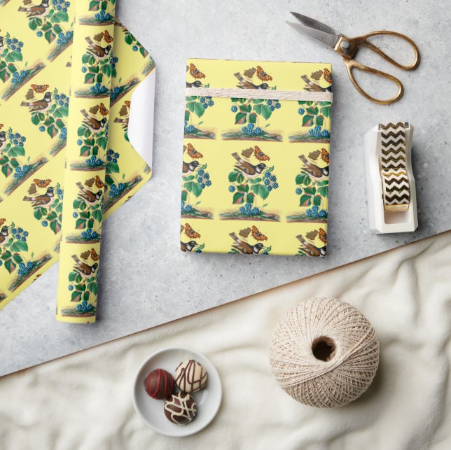 Vintage birds art wrapping paper (Crafts)