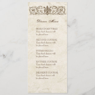 Vintage Birds, Blue E - Menu or Wedding Invitation