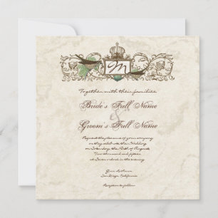 Vintage Birds, Blue Egg - Wedding Invitation