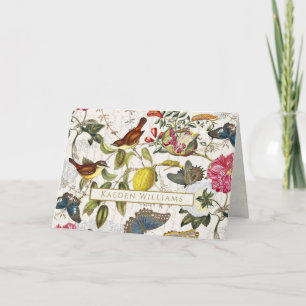 Vintage Birds Botanical Folded Greeting Card
