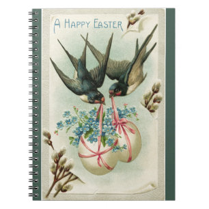 Vintage Birds Carrying Easter Eggs Notebook