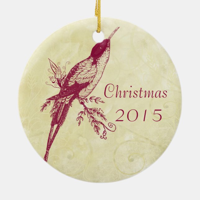 Vintage Birds  Christmas Couples Photo Ornament (Back)