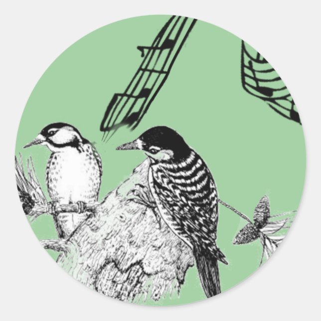 Vintage Birds Classic Round Sticker (Front)