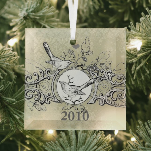 Vintage Birds Damask Christmas  Ornament (Insitu)
