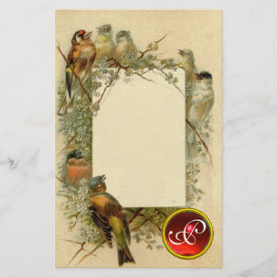 VINTAGE BIRDS GEM MONOGRAM STATIONERY