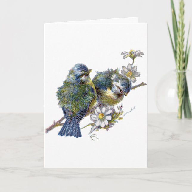 Vintage Birds, German Birthday Card (Front)