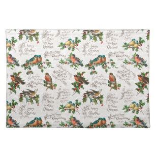 Vintage Birds, Holly & Christmas Greetings Placemat