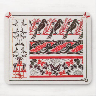 Vintage Birds in Art Nouveau by Maurice Verneuil Mouse Pad