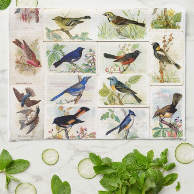 Vintage Birds Kitchen Towel (Folded)