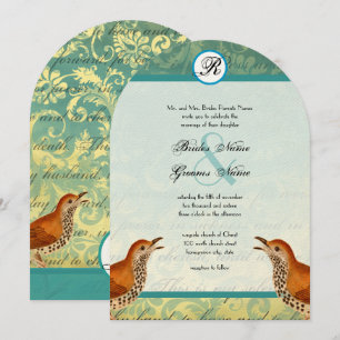 Vintage Birds Lagoon Endive Faire-part de mariage