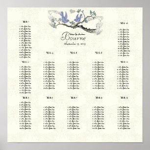 Vintage Birds Lavender and Yellow Seating Chart
