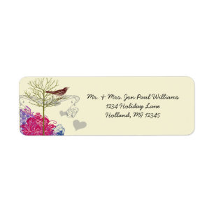Vintage Birds Musical Bright Raspberry Damask