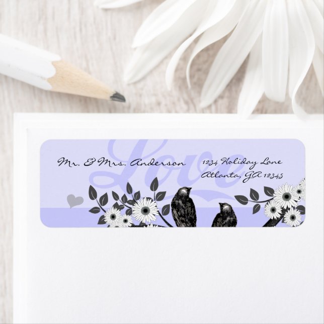 Vintage Birds Musical Lilac Adresse (En situation)