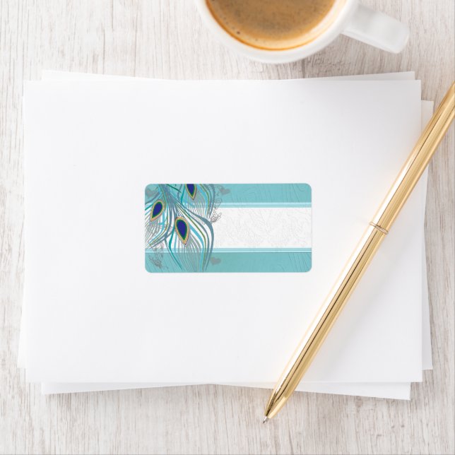 Vintage Birds Musical Love Peacock Feather Address Label (Insitu)