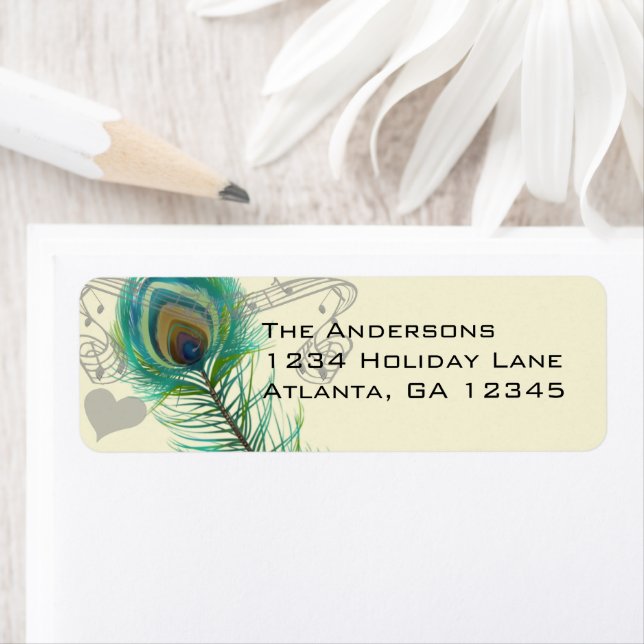 Vintage Birds Musical Peacock Feather  Address (Insitu)