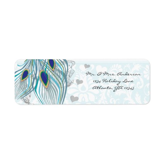 Vintage Birds Musical Peacock Feather Address Return Address Label