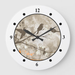 Vintage Birds on a Branch Large Clock
