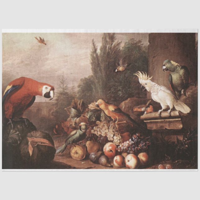 Vintage Birds Painting Decoupage Tissue Paper (Front)
