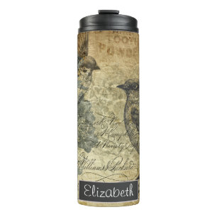 Vintage Birds & Parchment Thermal Tumbler