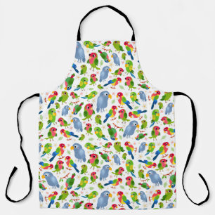 Vintage Birds Pattern, Colourful parakeet pattern Apron