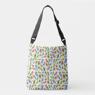 Vintage Birds Pattern, Colourful parakeet pattern Crossbody Bag
