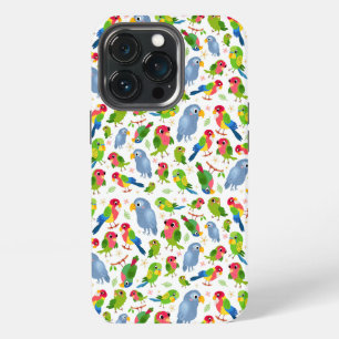 Vintage Birds Pattern, Colourful parakeet pattern iPhone 13 Pro Case