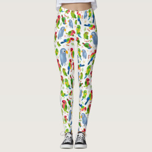 Vintage Birds Pattern, Colourful parakeet pattern Leggings