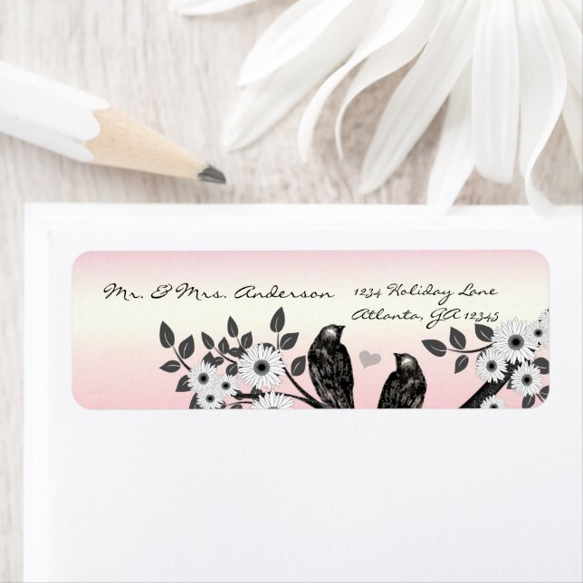 Vintage Birds Pink Address (Insitu)