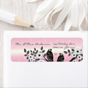 Vintage Birds Pink With Stars Address