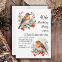 Vintage Birds Robin Redbreast 40th Birthday